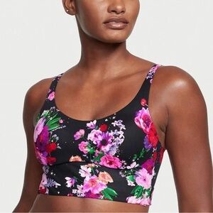 Victoria's Secret Allegro On Point Wireless Sports Bra Black Pink Floral 36DD